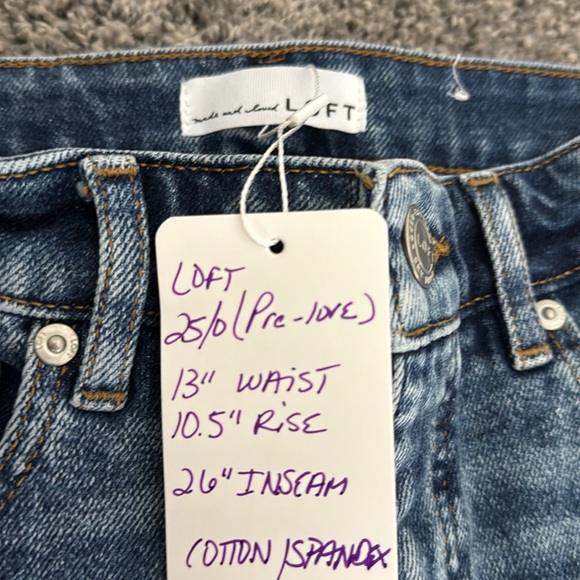 Loft Blue Skinny ankle Jeans with curvy High-Rise Waist and Frayed Hem - Picture 2 of 7